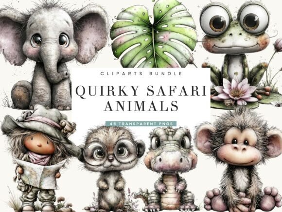 Download Quirky Safari Animals Clipart Bundle - Premium Resources