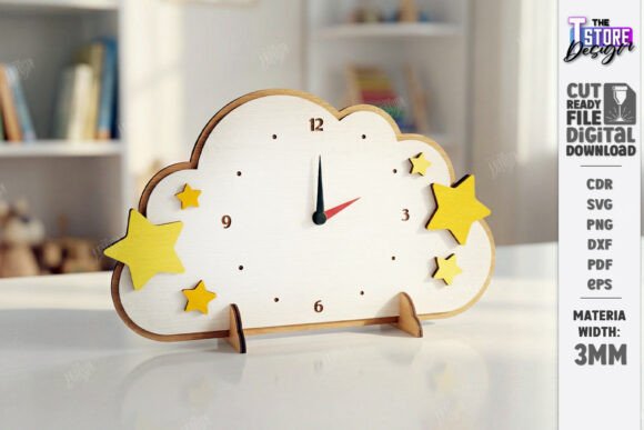 Download Kids Table Clock Laser Cut | Nursery SVG - Kids table Collection