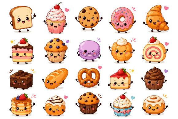 Download Cute Kawaii Bakery Clipart Bundle - Bakery clipart Collection