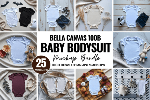 Download Bella Canvas 100B Baby Bodysuit Mockups - Canvas Collection