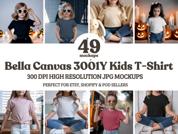 Download Bella Canvas 3001Y Kids Mockup Bundle - Canvas Collection