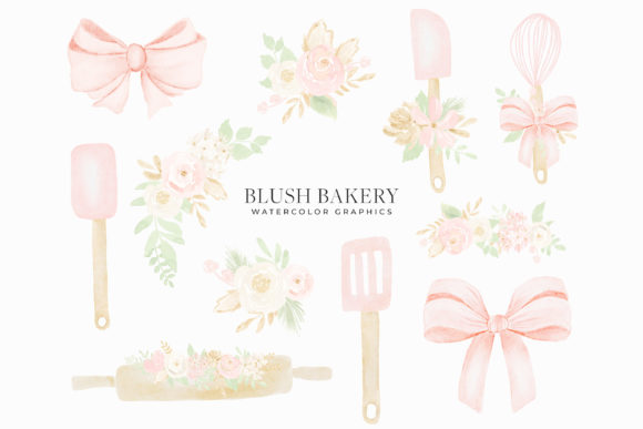 Download Blush Bakery Watercolor Bakery Clipart - Bakery clipart Collection