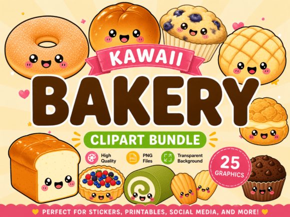 Download Kawaii Bakery Clipart PNG Bundle - Bakery clipart Collection