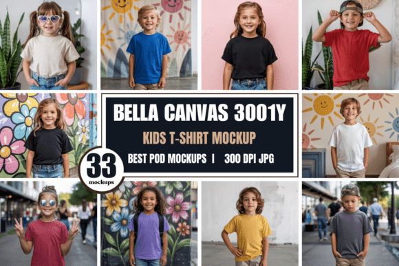 Download Bella Canvas 3001Y Kids Mockup Bundle 2 - Canvas Collection