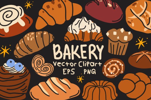 Download Cartoon Bakery Clipart Vector Set - Bakery clipart Collection