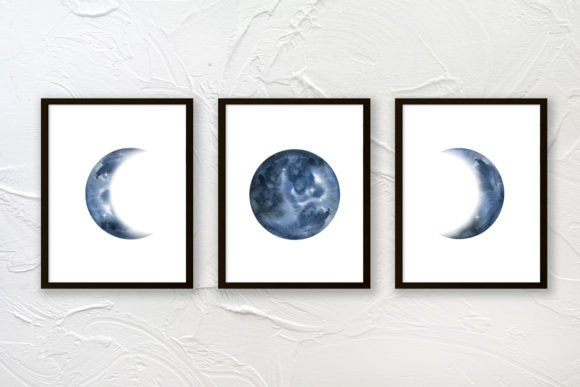 Download Moon Phase Wall Art Set of 3 Prints - Wall art set of 3 Collection