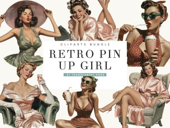Download Retro Pin Up Girl Clipart Bundle - Premium Resources