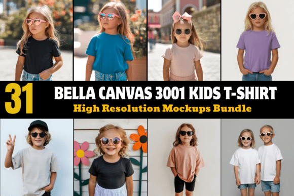 Download Bella Canvas 3001 Kids T-Shirt Mockups - Canvas Collection